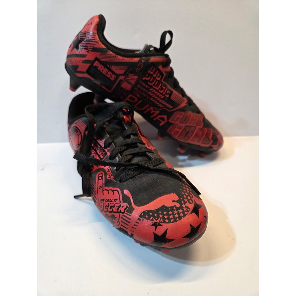 PUMA Christian Pulisic Legacy Soccer Cleats Youth 3 Black Red 108775-04